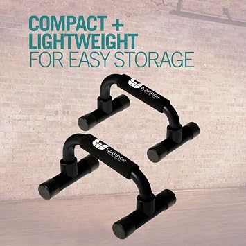 Warrior Pushup Bars - Upper Body Core and Chest Strength Fitness Training Stands - Angled with Comfort Grips and Stable Base for Home, Gym or Travel
