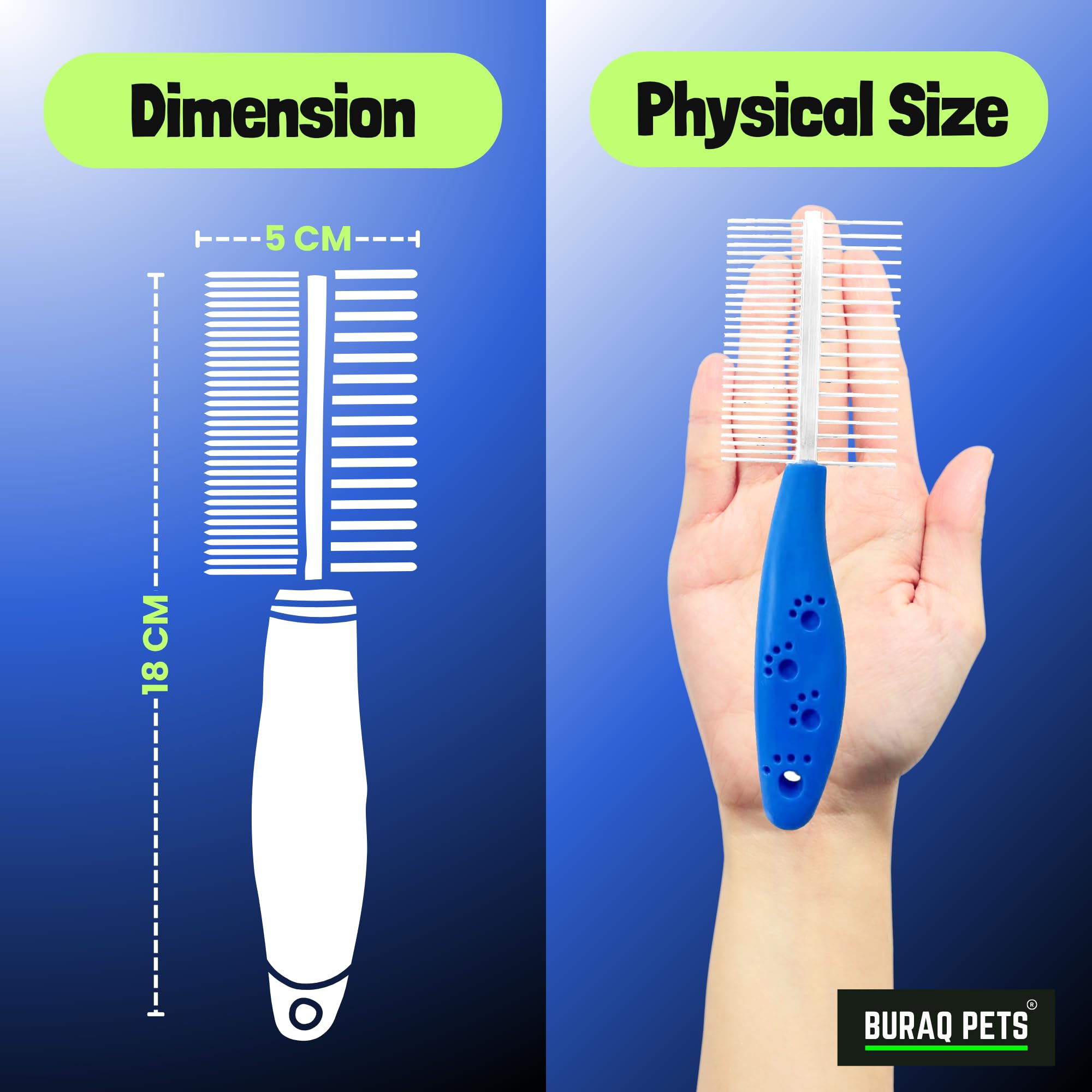 Buraq Pets Double Side Stainless Steel Needles Pets Comb, Hairbrush Grooming for Dogs Cat Cleaning Supplies Cat Comb Or Dog Comb (Dual Side Comb) 2