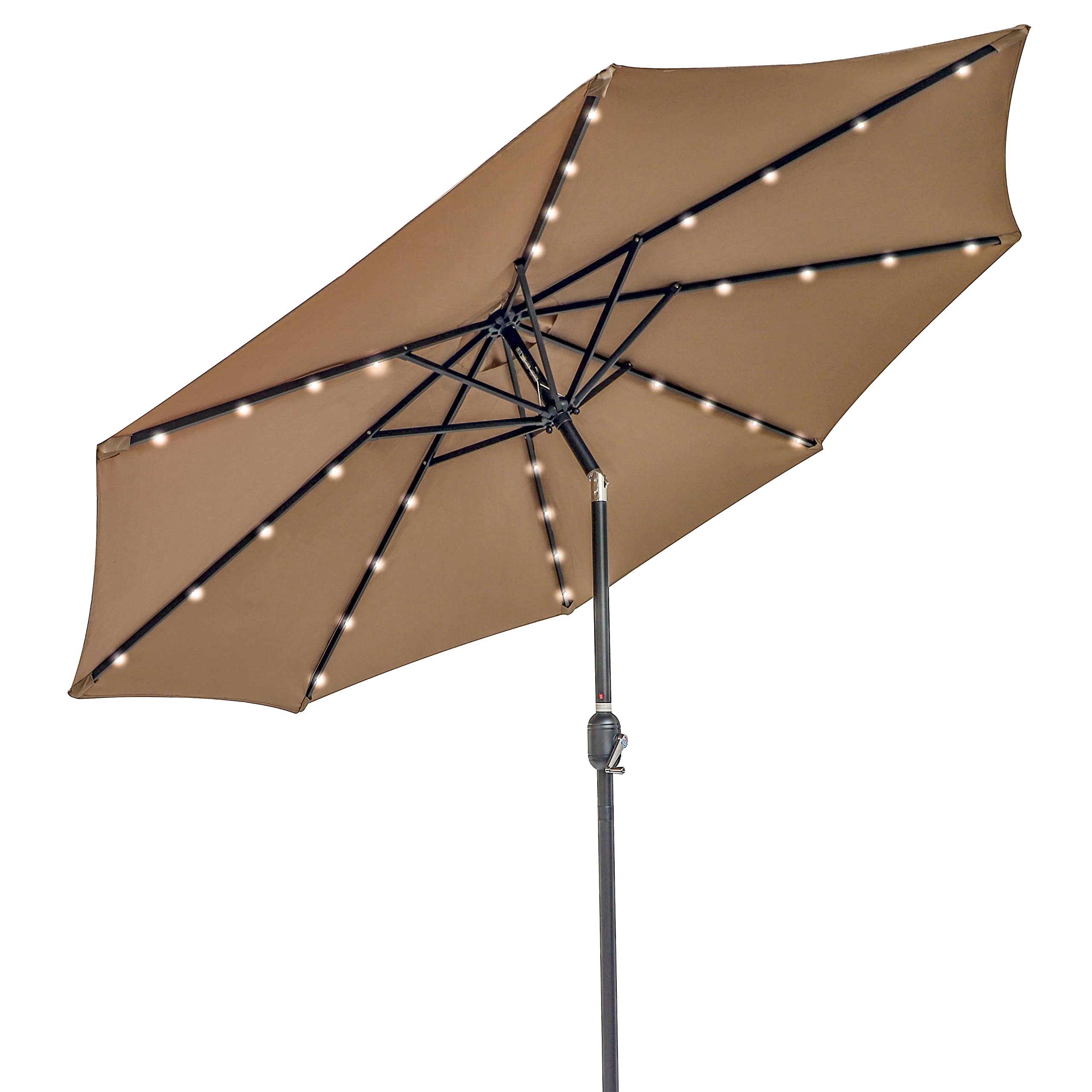 (white)Trademark Innovations Deluxe Solar Powered LED Lighted Patio Umbrella - 9' 