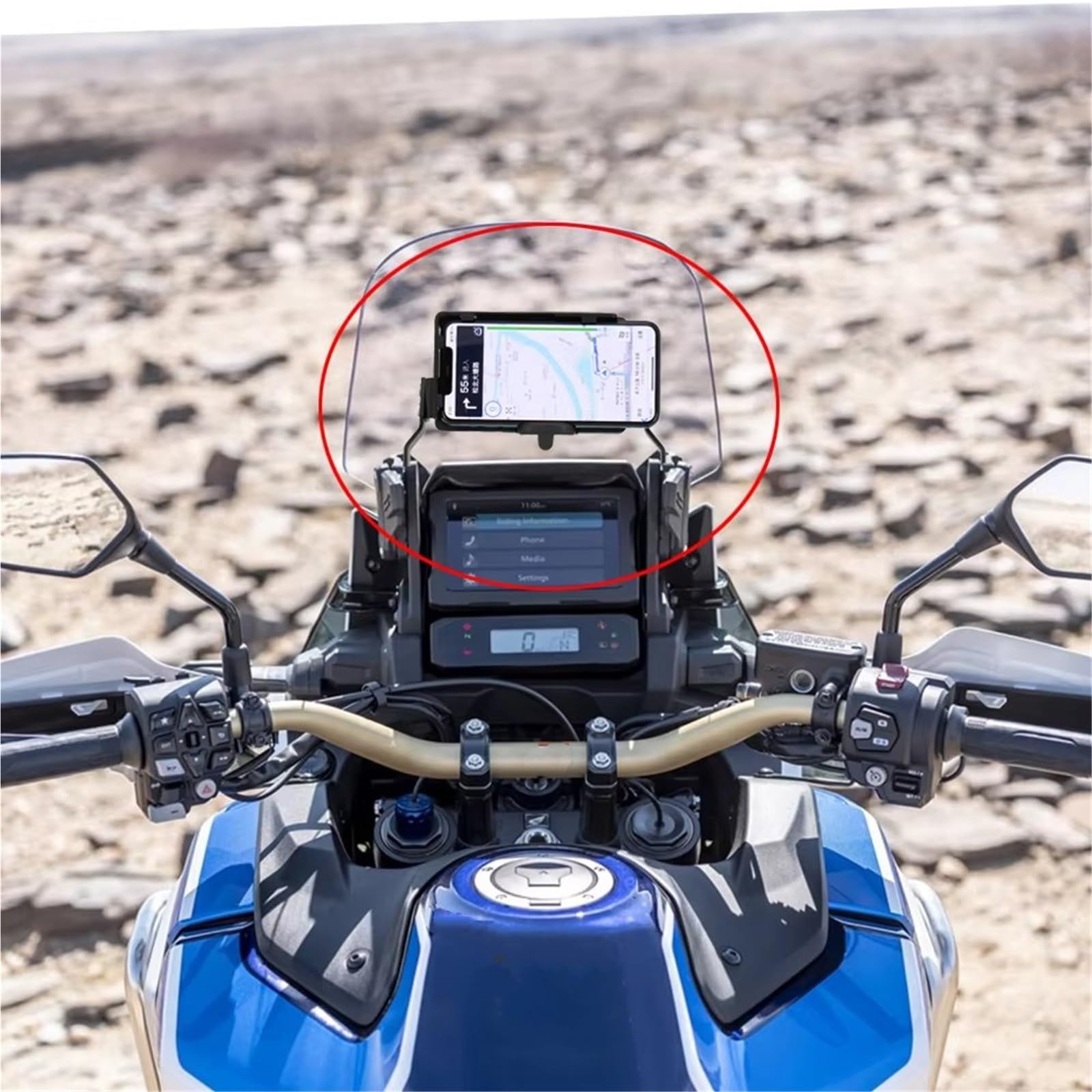 Supporto telefono moto Smartphone Moto Per CRF1100L Per Africa Twin Per CRF 1100L Per 1100 L Supporto Parabrezza Staffa Navigazione GPS(Black21)