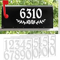 Vista 9 de Números reflectantes de buzón blancos, 5 juegos de calcomanías de números de buzón para exteriores, vinilo impermeable, números de dirección