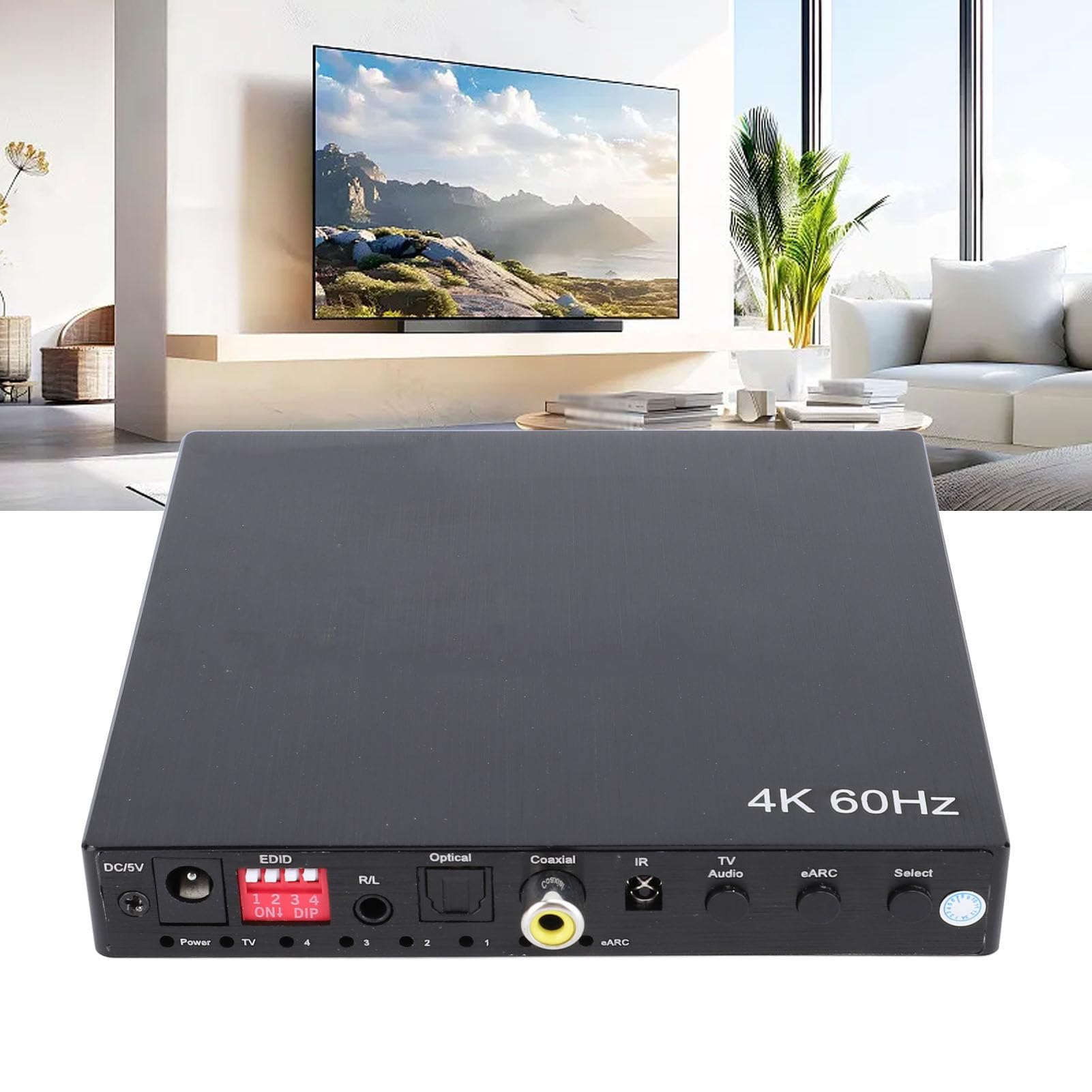 4K EARC HDMI 4x1, interruttore con supporto remoto IR EDID HDCP 2.2 4K 60Hz selettore di commutatore video, HDMI bidirezionale per cuffie L/R (UE)