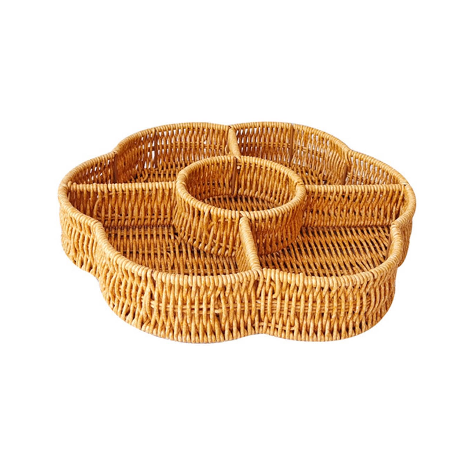 Fruits Serving Baskets Artificial Rattan Fruit Tray Bread Baskets for Kitchen and Restaurant Use Sturdy Snacks Organizers