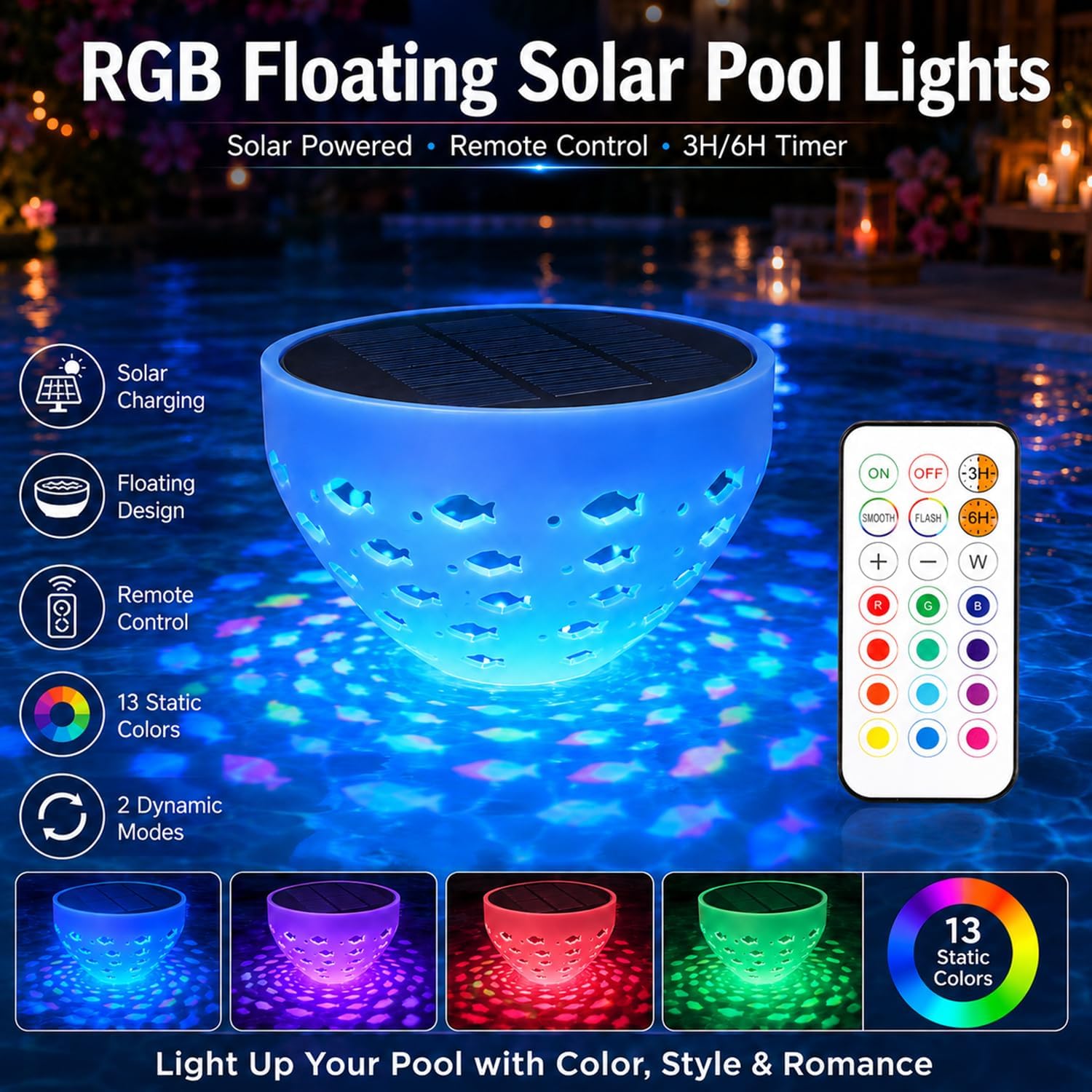 4 Pack Solar Floating Lights for Swimming Pool | Inground & Above Ground Water Decor, Glow for Hot Tub, Pond, Garden, Patio, Backyard Party, Outdoor Ambiance