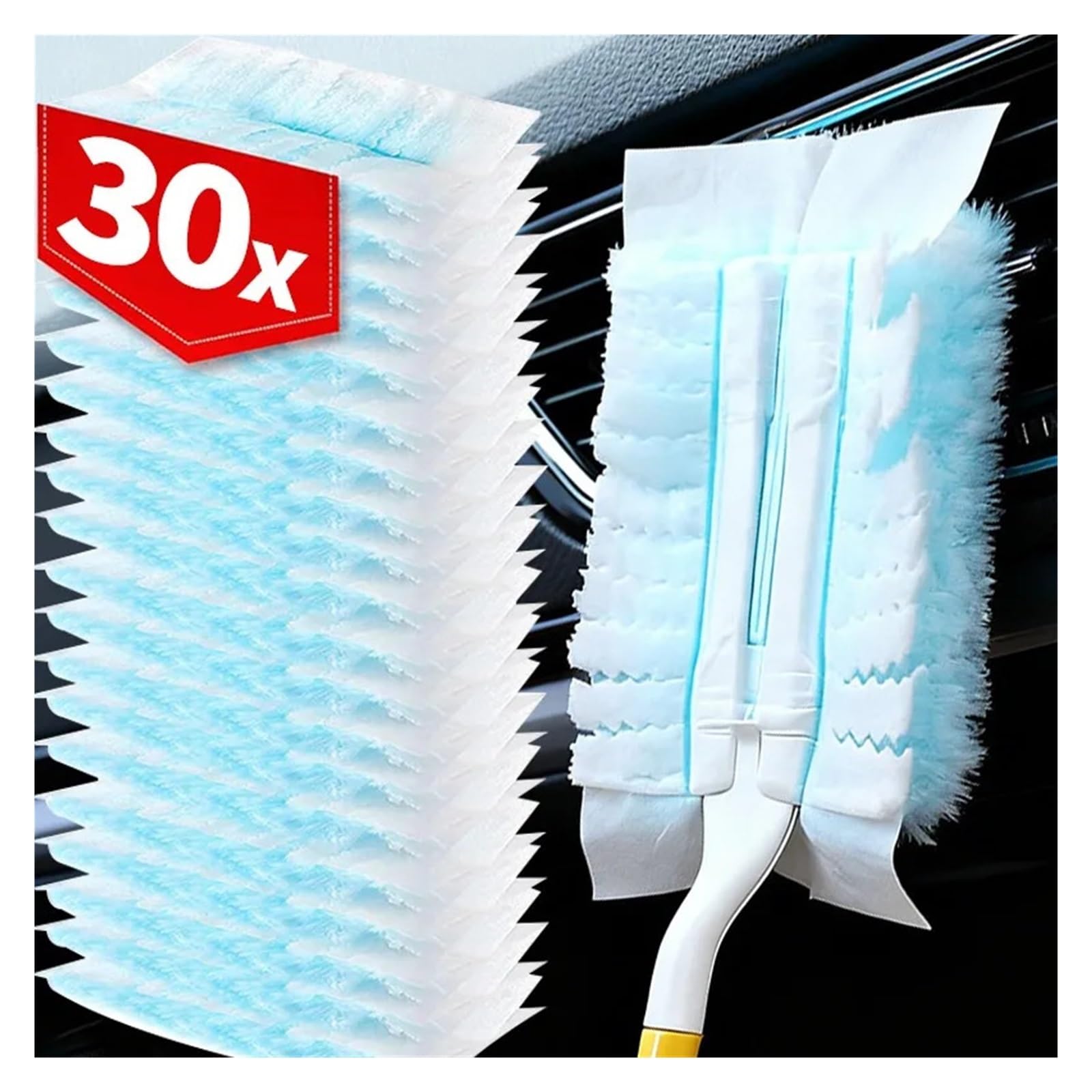 20/30 Stück Staubtücher Nachfüllungen 180 Grad elektrostatische Staubentfernungsbürsten Ersatzkopf for Deckenventilatoren im Home Office, Jalousien Für Bibliothek(30PCS)