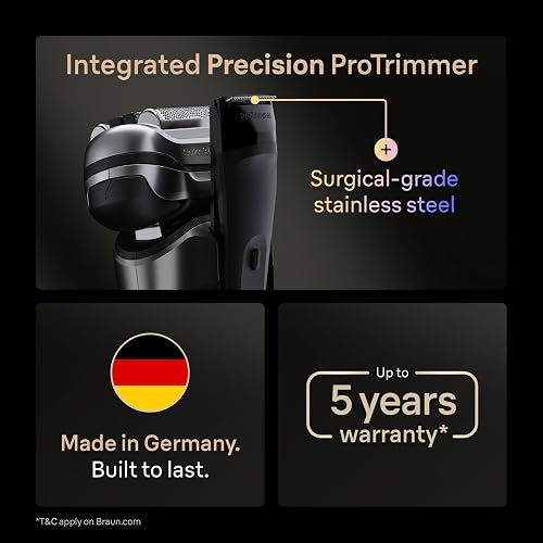 Braun Rasoio Elettrico Uomo Series 9+ PRO 9615S Argento, Impermeabile, Lame di Precisione Ultra-Sottile E Trimmer Pro Trimmer Per Rasare La Barba, Cofanetto Rasatura Con Custodia Da Viaggio - 6