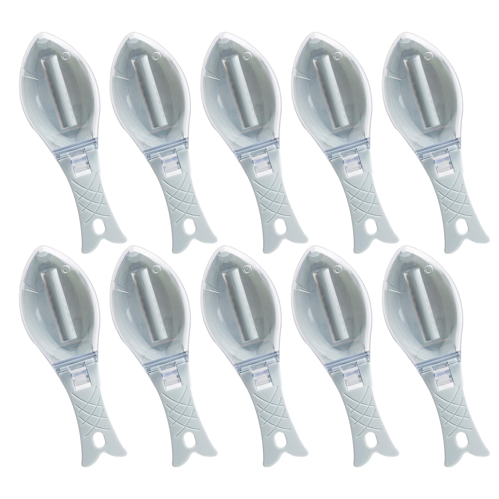 GARVALON 10pezzi Squamatore per Pesci Manuale Strumento di Raschiatura per Squame da Pesce con Coperchio Utensile per Pulizia del Pesce per Cucina Domestica o Ristorante