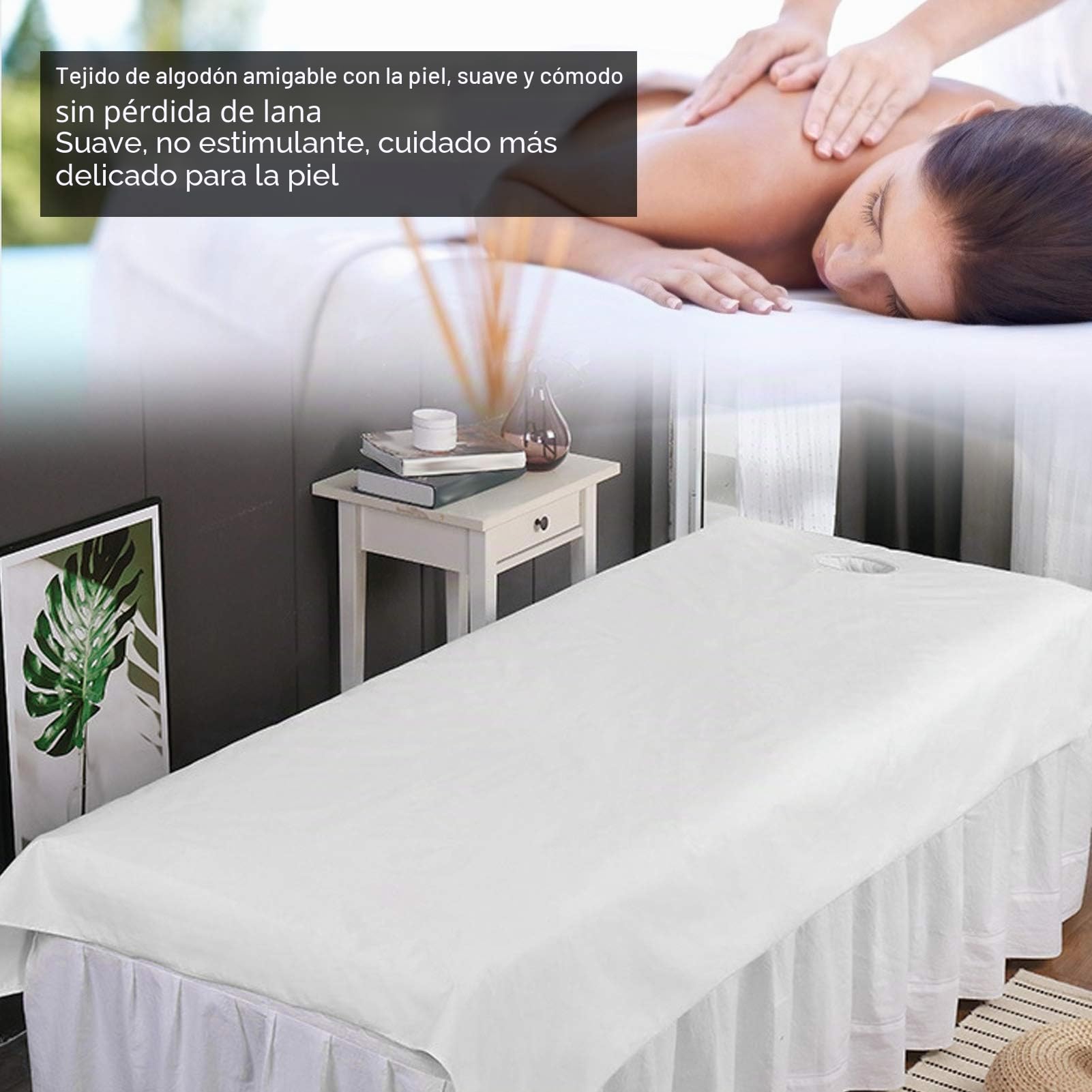 Tissting 2 Piezas Sábanas para Mesa de Masaje de 200x75 cm – Fundas Impermeables y Resistentes al Aceite, Transpirables para Salón de Belleza y SPA (Blanco)