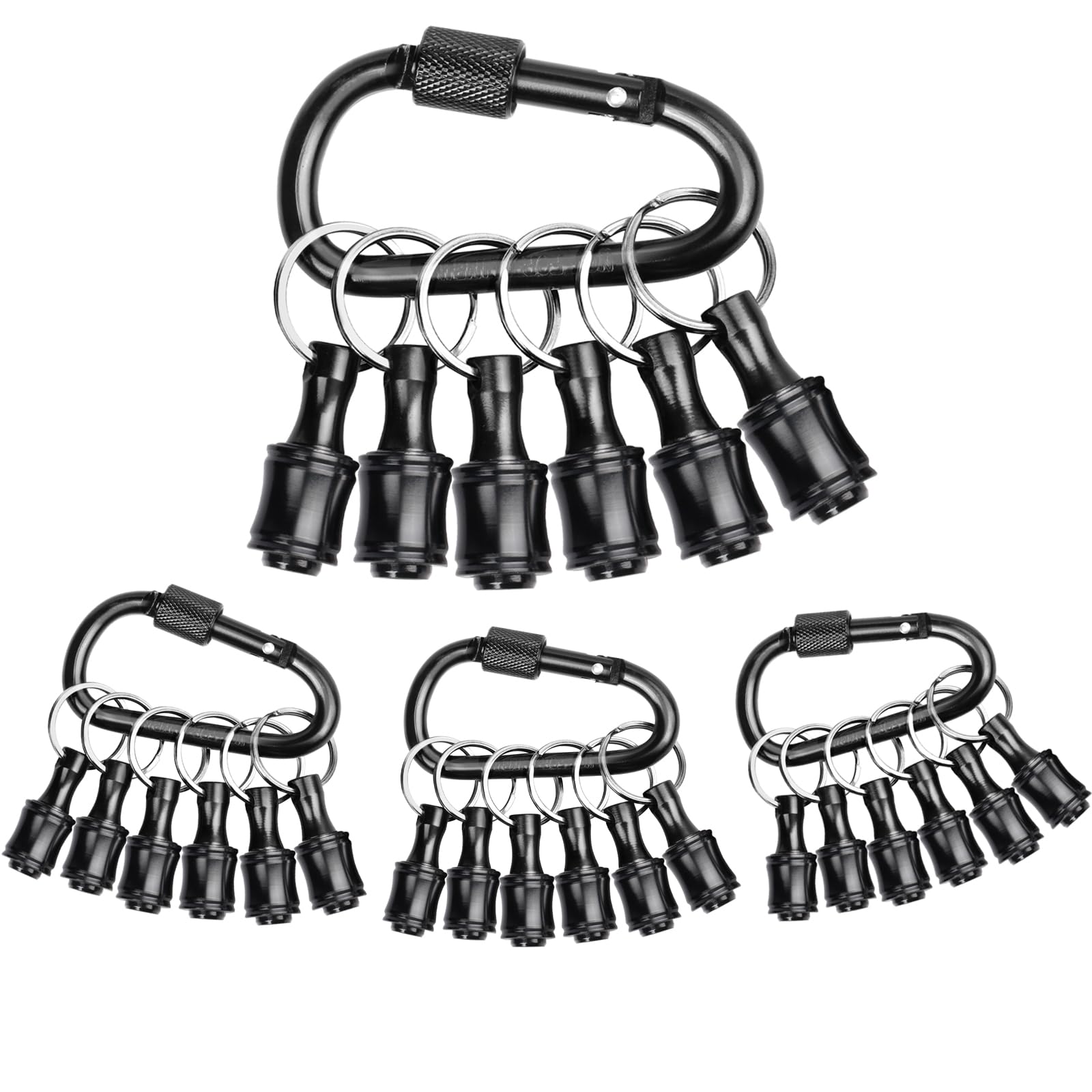 Sopclane 24PCS Keychain Bit Holder,Hex Drill Bit Holder for Impact Driver Drill Bit,Screwdriver Bit Holders for Tools and Gifts for Men,Black