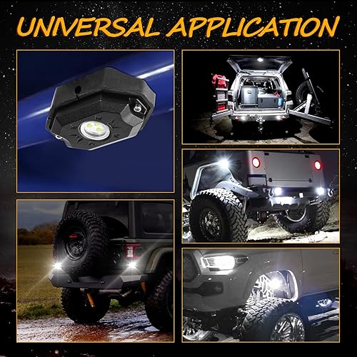 Miniatura 6 de Niwaker - Luces de roca blancas, 4 cápsulas LED de luces de roca LED de neón bajo 12 V luces LED para camión, automóvil, ATV, UTV, SUV, barco,