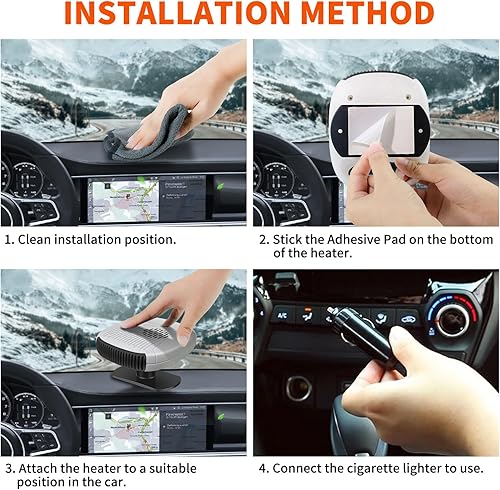 Miniatura 7 de Calentador de automóvil, calentador portátil de 12 V con purificación de aire 2 en 1, función de calentamiento y enfriamiento rápido, enchufable,