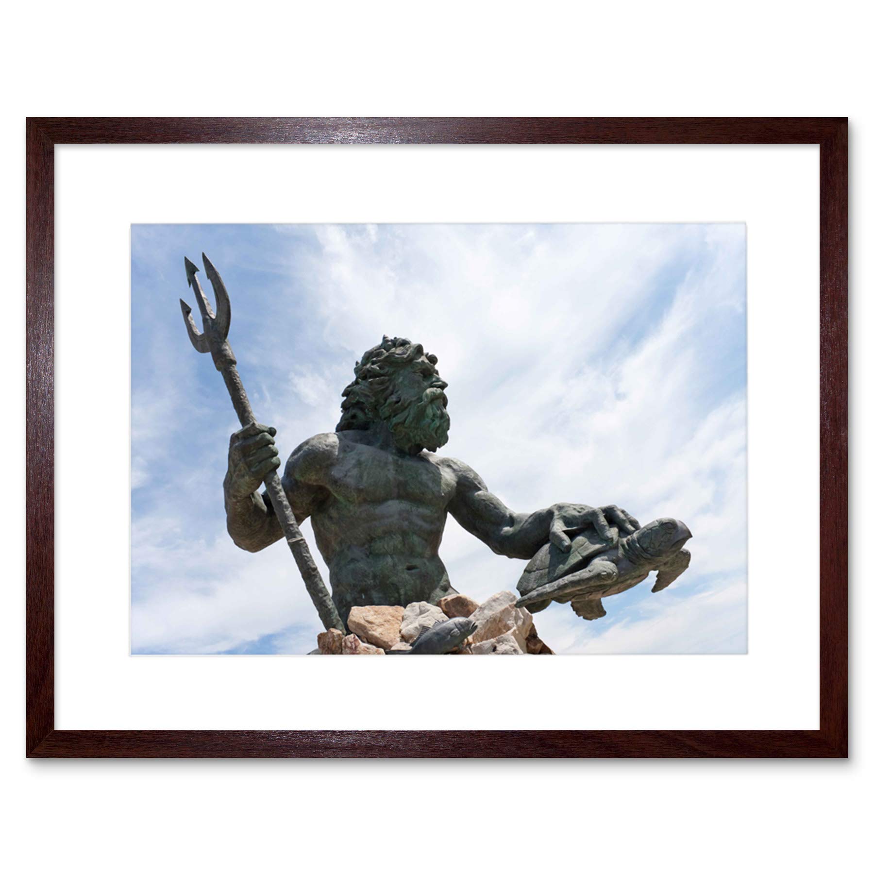 Wee Blue Coo Photo Landmark Statue Neptune Trident Turtle Virginia Beach Art Framed Wall Art Print