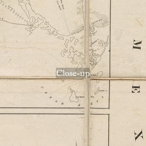 Miniatura 3 de 1846 Mapa del estado de Florida compilado en la Oficina de Ingenieros Topográficos Tamaño 24x24 pulgadas Listo para enmarcar Mapa del estado de