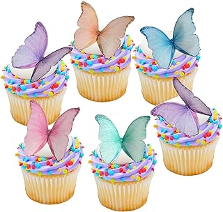 48Pcs Edible Butterflies for Cake Decorating Wafer Paper Butterfly Cupca...