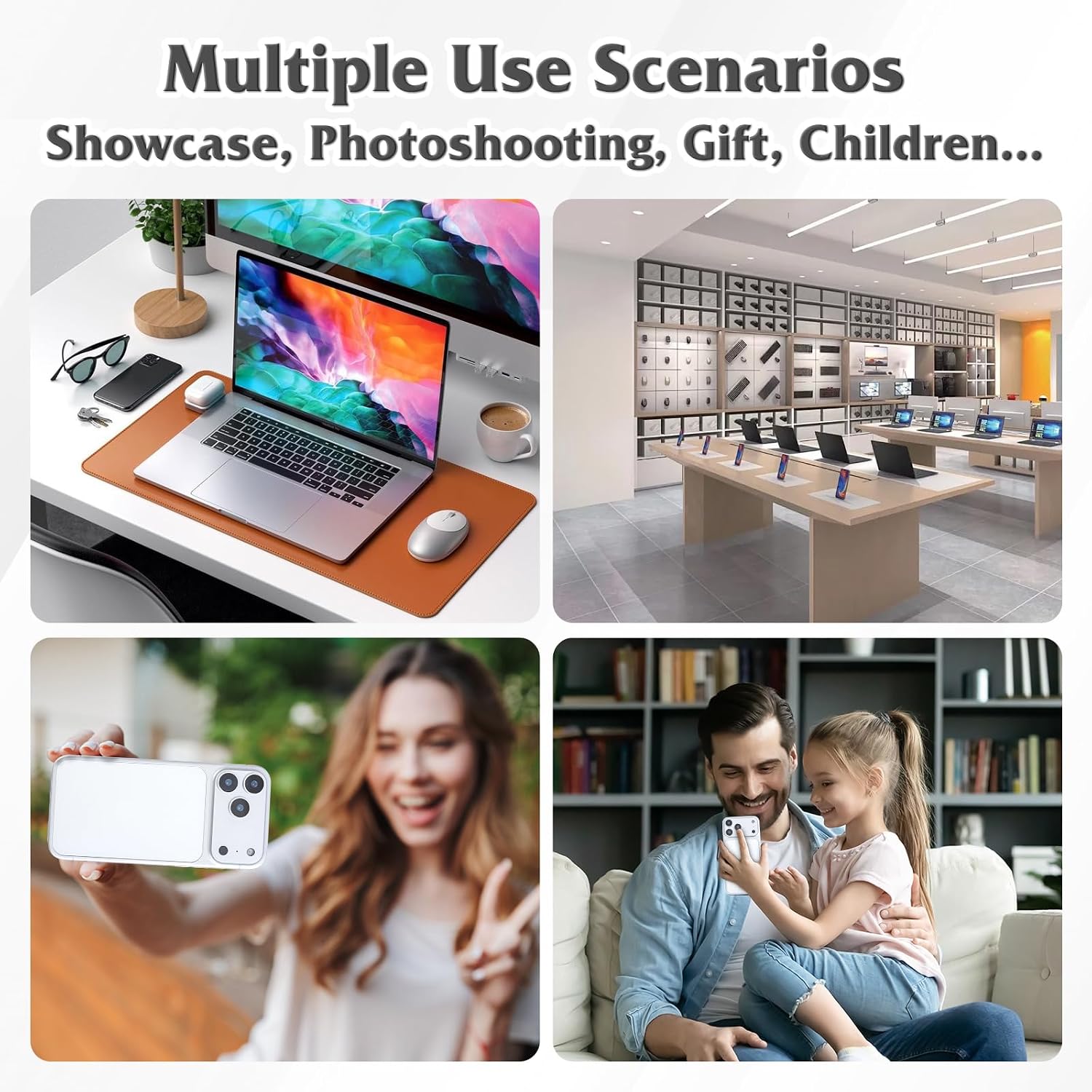 Dummy Fake Phone Model, Looks Like The Real Phone Compatible with Phone 17 Pro, for Cell Phone Store Display or Send a Toy Phone 17pro for Kids (Silver Rainbow Front)