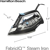 Vista 8 de Hamilton Beach Steam Iron for Clothes & Garment Steamer with Intuitive FabricIQ Touchpad, Durable Stainless Steel Soleplate, 3-Way Auto Shutoff