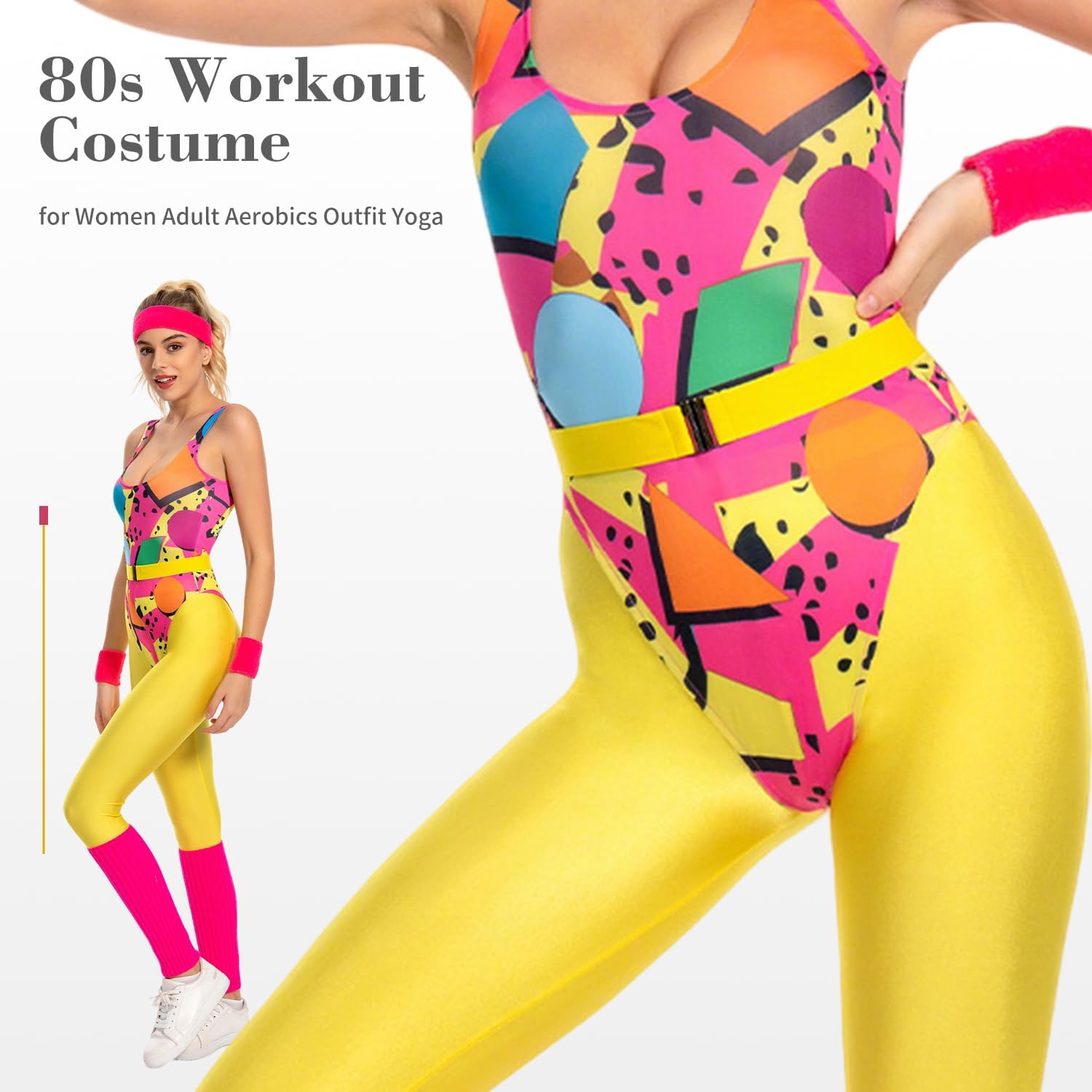 80s Workout Outfit Women 90s Costume Aerobics Yoga Leotard Sport Set