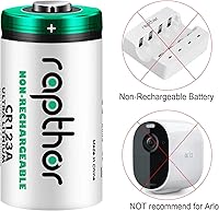 Vista 7 de rapthor CR123A 40pack Lithium Batteries Packs 1650mAh High Power UL Certified 3V Non-Rechargeable Bulk Batteries with Built-in PTC for Flashlight