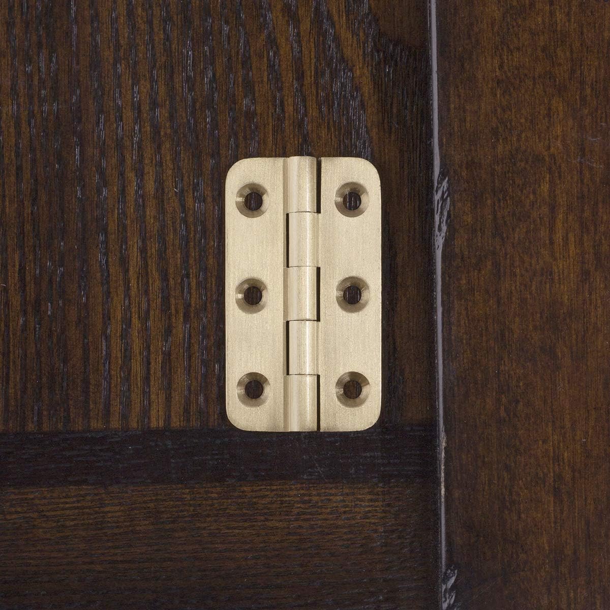 Keenkee 4 PCS Brushed Solid Brass Butt Hinges 2 Inch for Cabinet Doors, Trunks, Wood, Chest Lid, Crafts, Jewelry Box and Small Wooden Boxes, Furnitures, Round Corner Mortise Brass Hinge with Screws