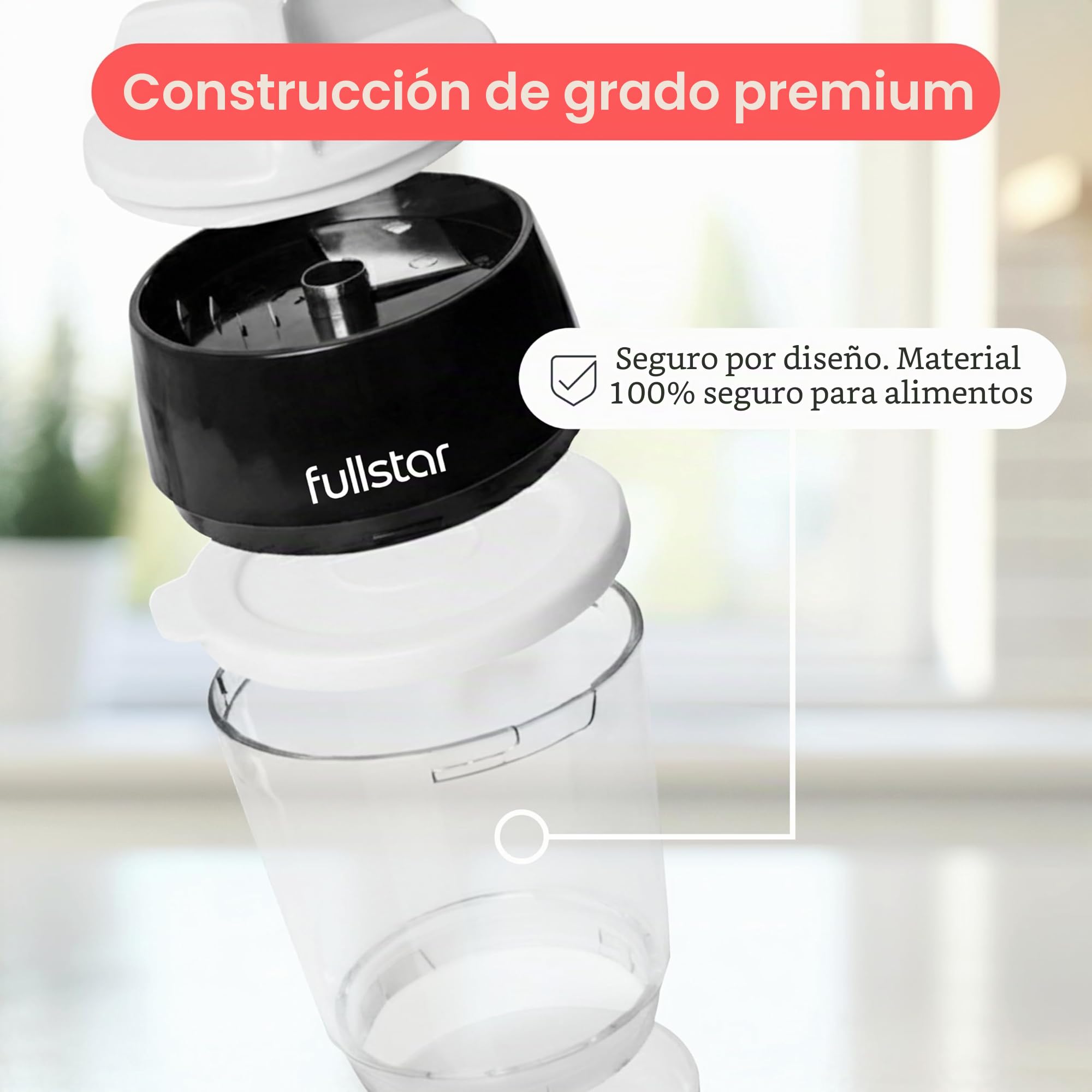 Fullstar - Cortador de verduras en espiral, 4 opciones para diferentes cortes, perfecto para espaguetis de calabacín, con recipiente contenedor