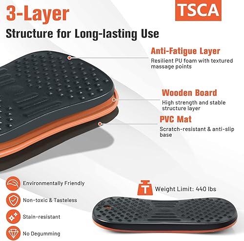 Miniatura 3 de Goplus Mesa de equilibrio de madera para escritorio de pie, rotación de 360, antifatiga, con 138 puntos de masaje y base antideslizante, alfombrilla