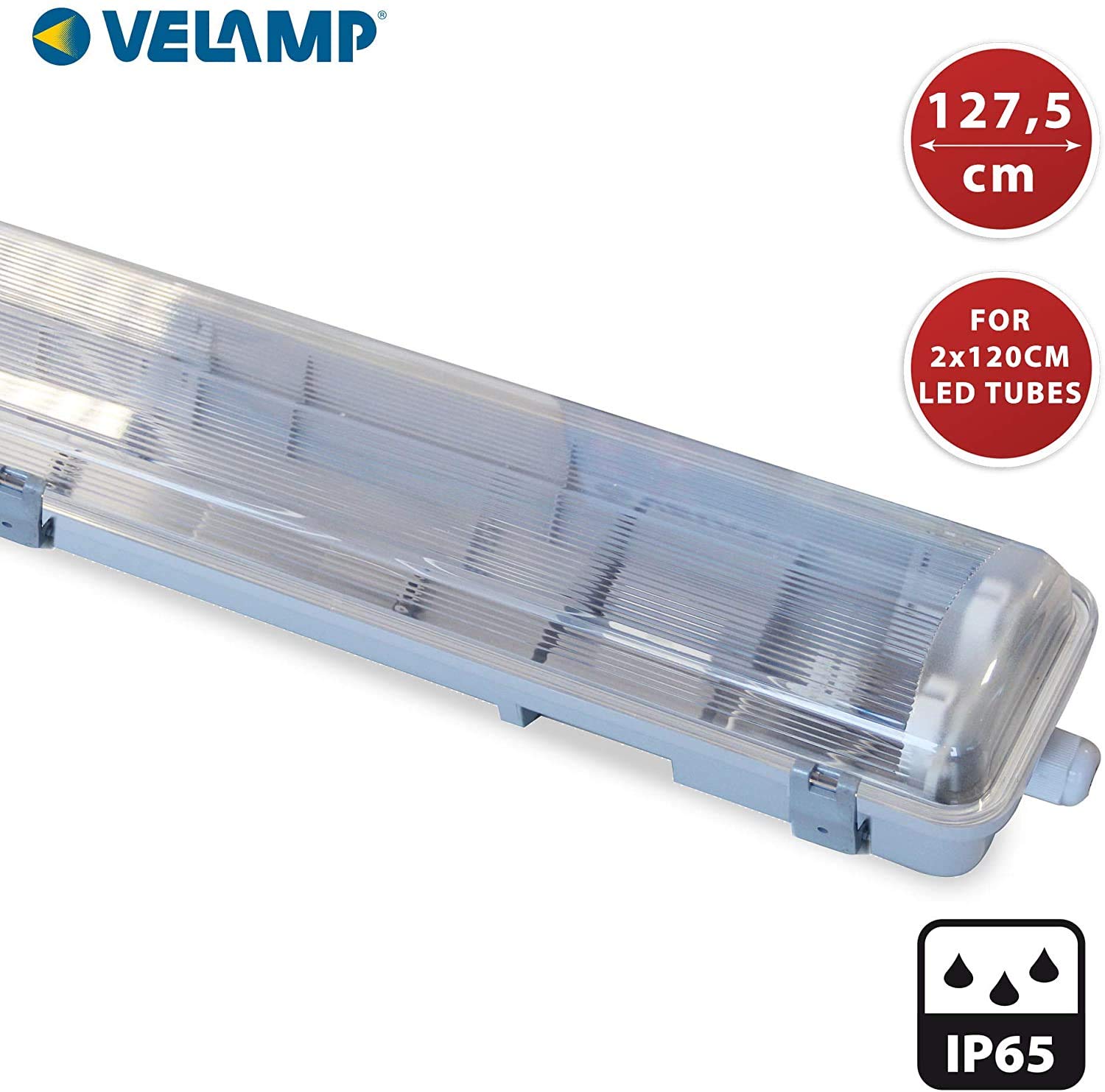 Velamp NEPF236 Plafoniera Stagna Vuota, IP65, per 2 Tubi LED T8 da 120 cm