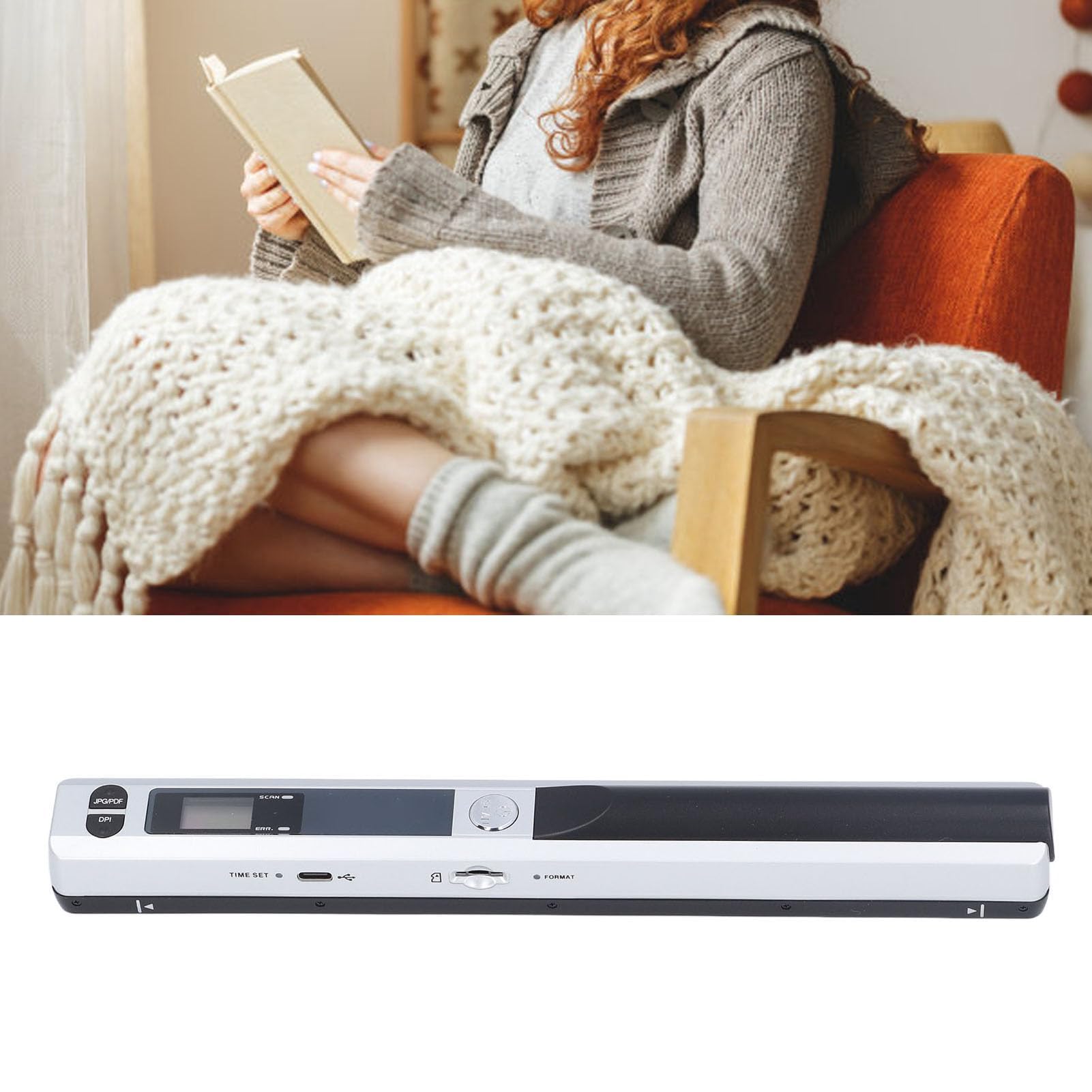 Ejoyous Scanner Portatile, Scanner Portatile per Documenti a Colori 900 DPI A4 HD da 8,27 Pollici per Casa, Viaggi e Ufficio (SILVER)