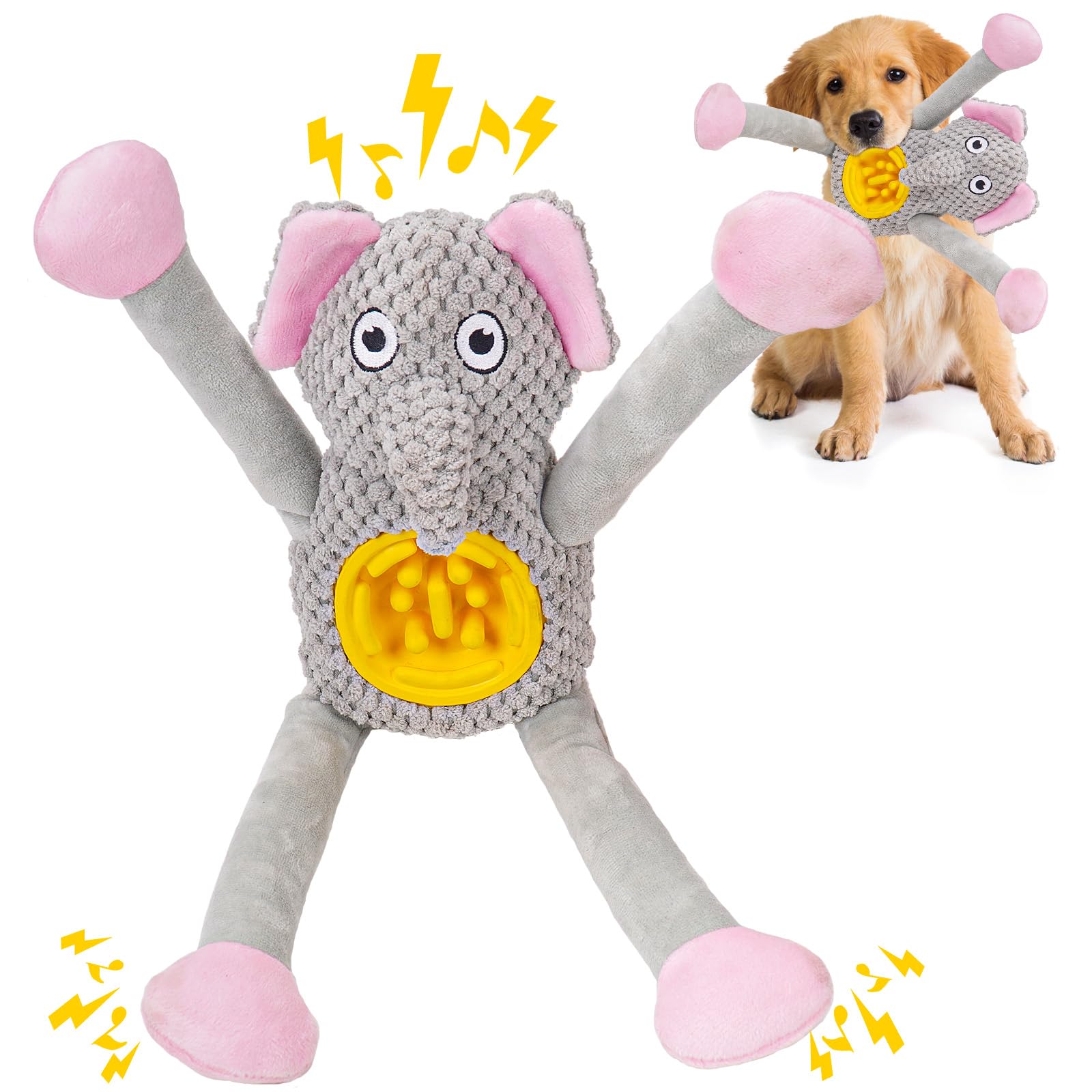 Hundespielzeug, Plüschtiere mit Quietschen, Papier, Futterversteckfunktion, weicher Stoff, geeignet für große, mittelgroße und kleine Hunde - Spielzeug, das Hunde lieben