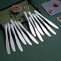 Vista 3 de Berglander Juego de 12 cuchillos de cena de acero inoxidable con espejo brillante, cuchillo de mantequilla, cuchillos de mesa, resistentes y aptos