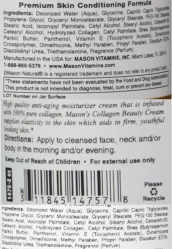 Vista 2 de Crema de belleza de colágeno hecha con colágeno 100% puro que promueve la piel tensa mejora la firmeza de la piel, 2 onzas. Tarro paquete de 10