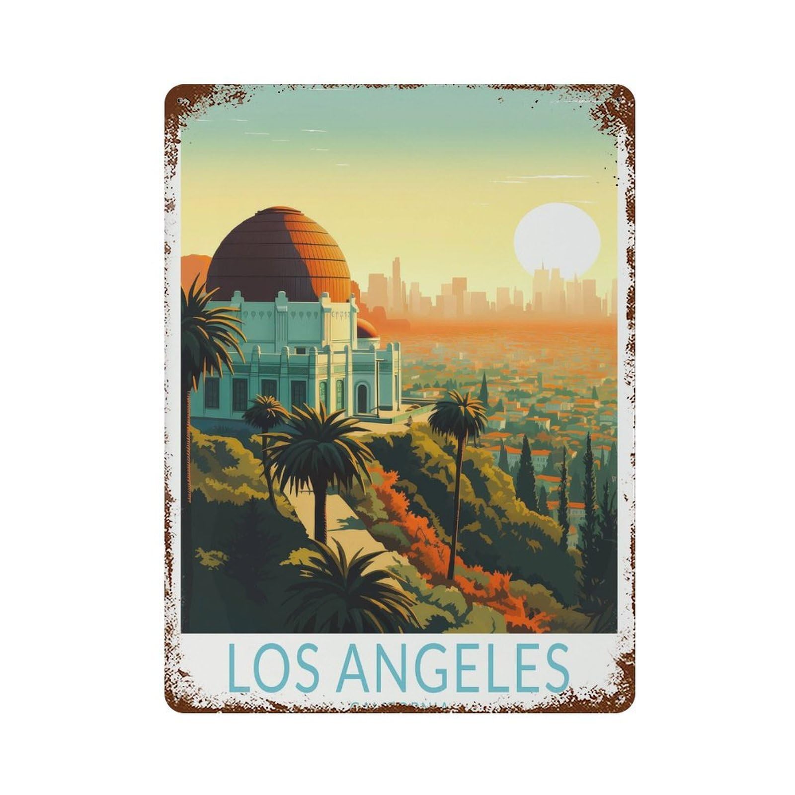 xiaoxiaoshen Los Angeles Travel Griffith Observatory La California Personalized Wall Decor Art Metal Tin Poster Modern Home Decor Art Home Bar Shop Decorations Vintage Sign 40x30cm