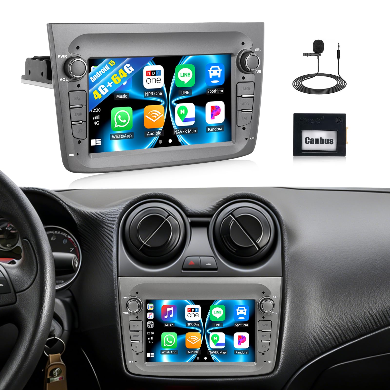 CAMECHO [4+64 GB] odtwarzacz samochodowy z systemem Android 15 dla Alfa Romeo Mito (2008–2016) z bezprzewodowym Android Auto i CarPlay nawigacją ekran dotykowy 7 cali Bluetooth WiFi FM/RDS EQ