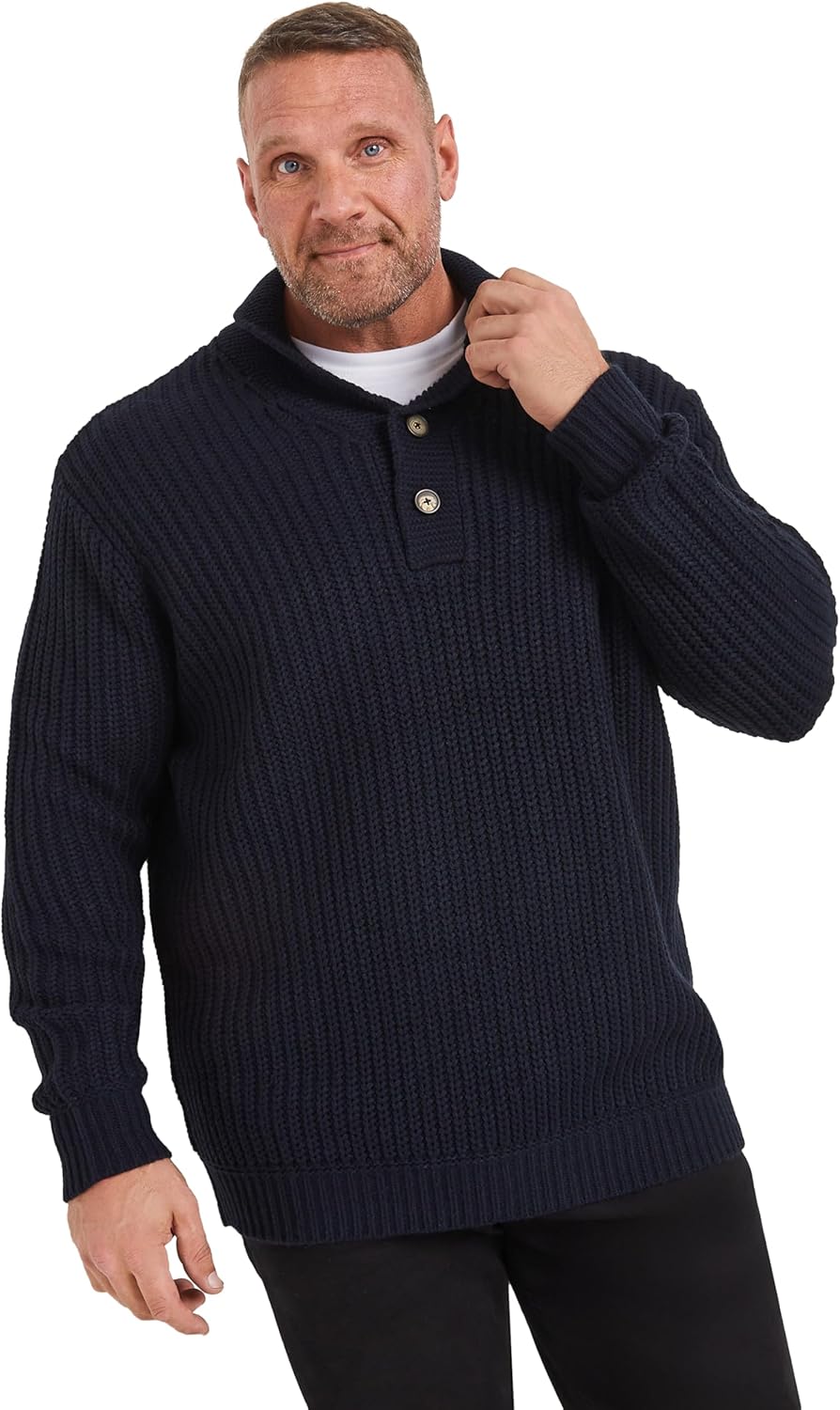 BadRhino Big & Tall Men's Shawl Sweater Pullover Navy