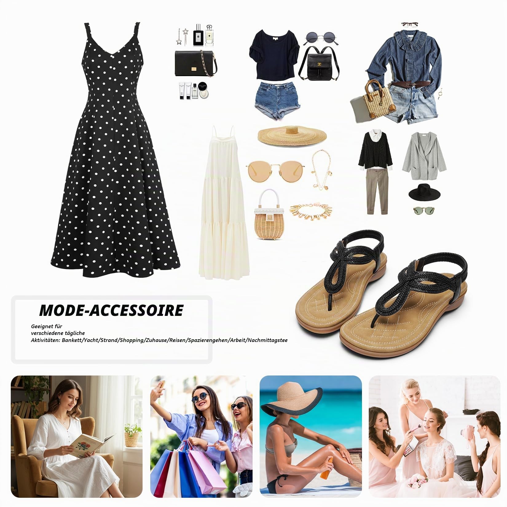 Littleplum Damen Sandalen mit Fußgewölbestütze Bequeme & verstellbare Gladiatoren Sandalen für Strand & Alltag