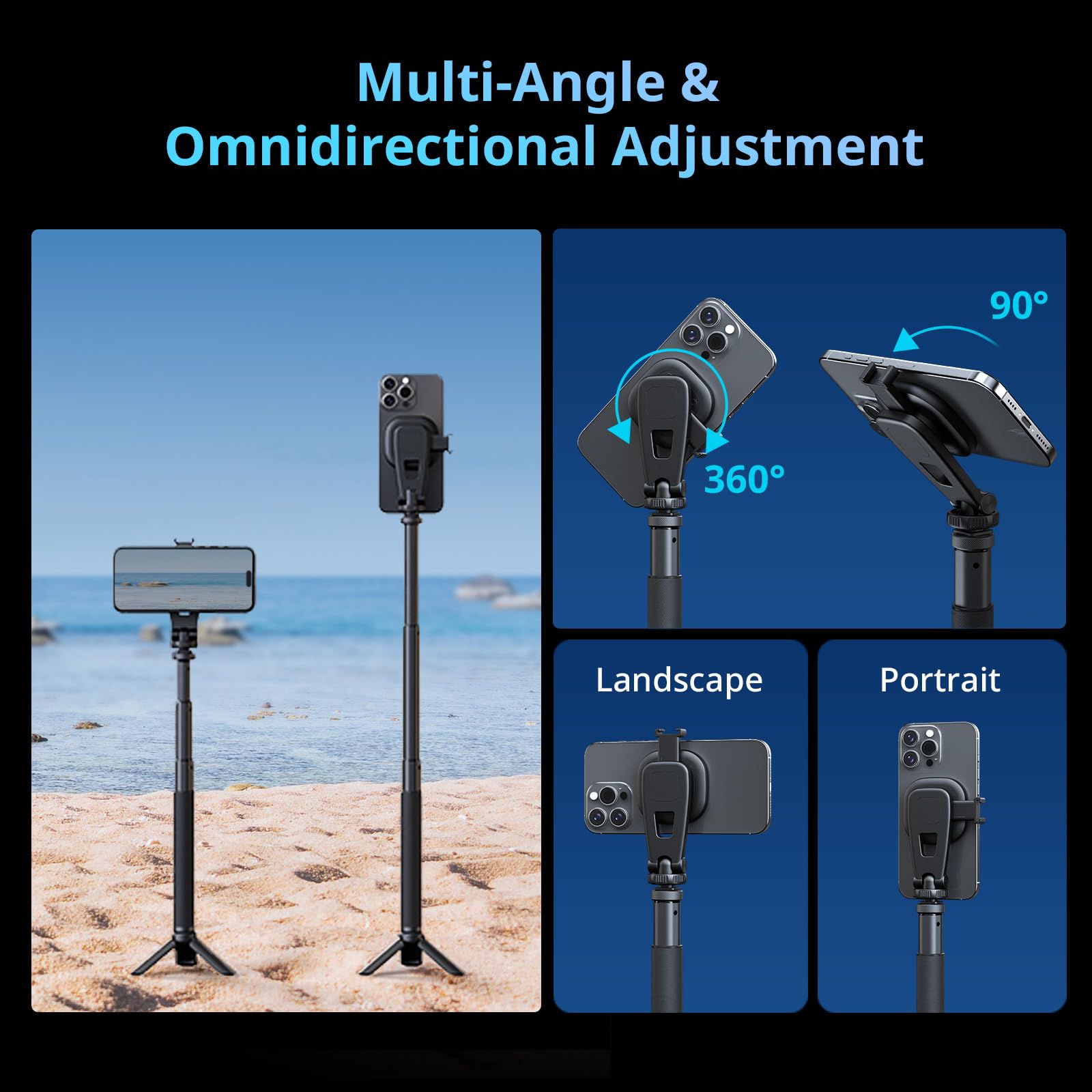 SmallRig AC-10 Morsetto magnetico per telefono, con attacco a slitta e foro filettato da 1/4"-20, per iPhone serie 16/15/14/13/12, inclinazione di 90° per registrazione, streaming live -5283