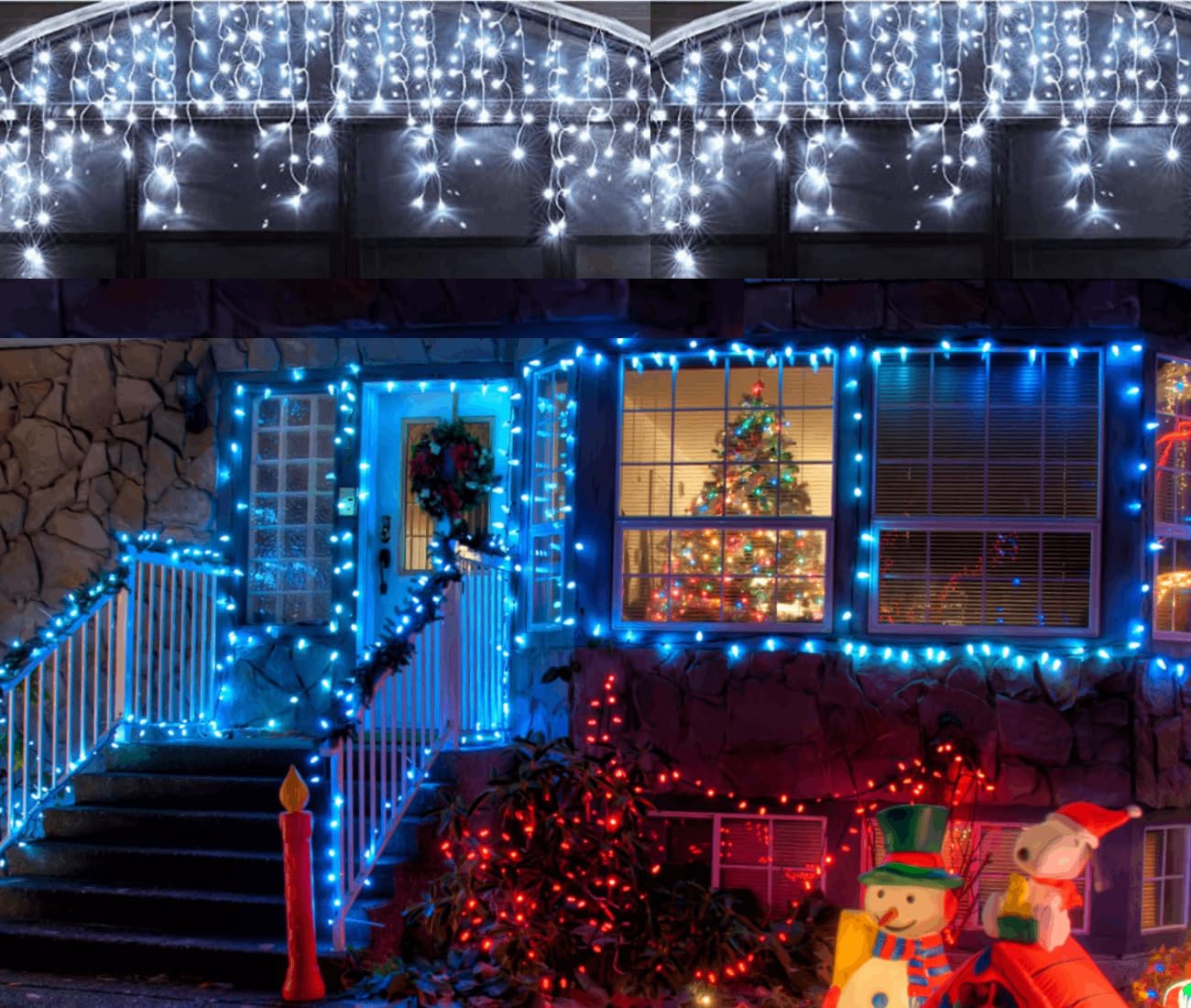 Spot On Dealz 360 Led Snowing Icicle Christmas Lights Cool White 8 Function Mains Powered Xmas Decorations For Indoor Outdoor Use from B&Q
