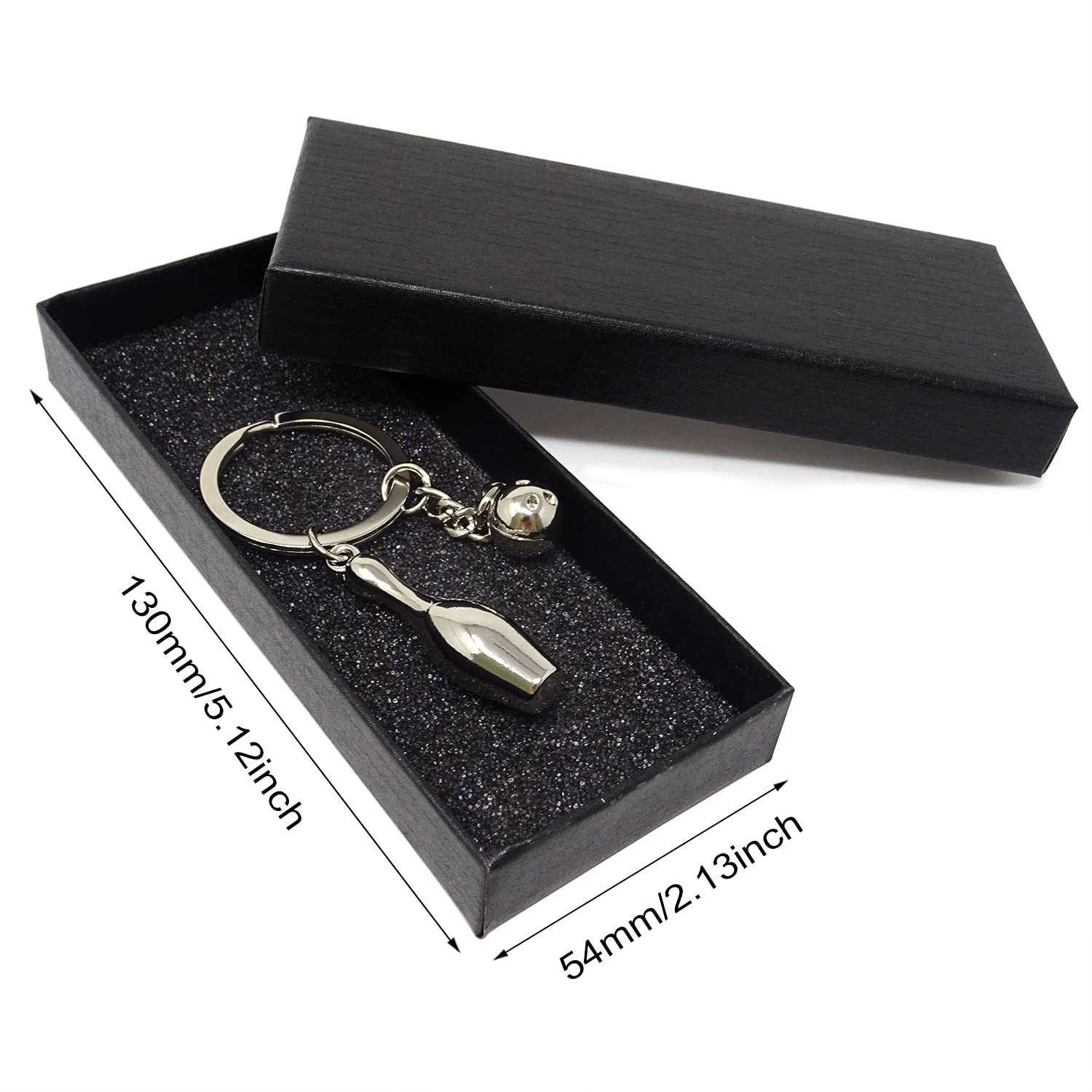 Honbay 1PCS Metal Cute Mini Bowling Ball Key Ring Chain with A Gift Box
