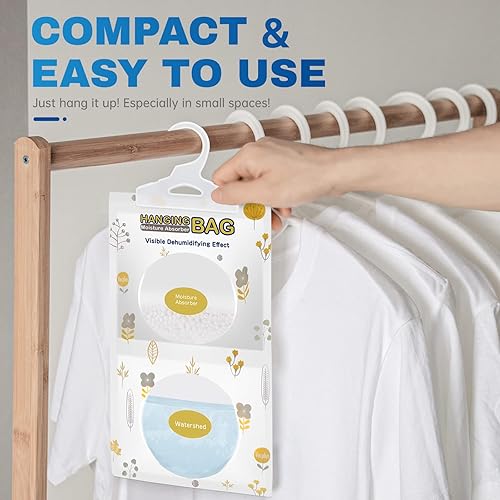 Miniatura 4 de Vacplus Paquetes de absorción de humedad sin fragancia paquete de 5 paquetes de humedad paquetes de desecante bolsas de deshumidificador colgantes