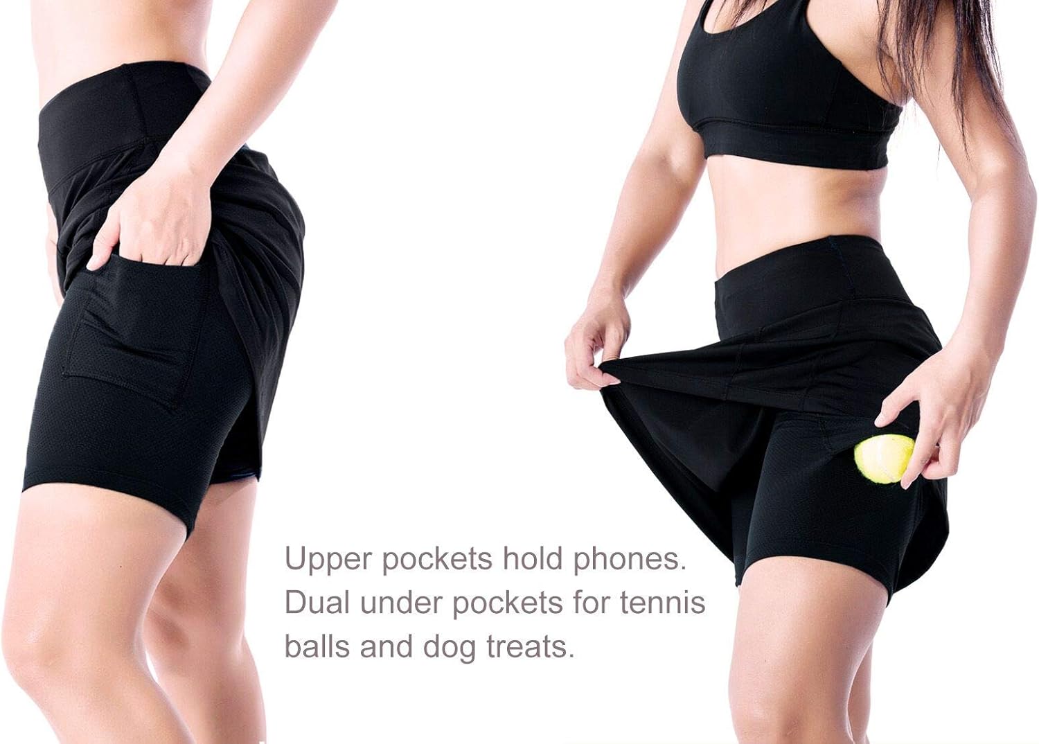 Yogipace Women's UV Protection 17" Long Active Skort, Tennis Running Golf Skirt with Built-in Shorts - Image 4