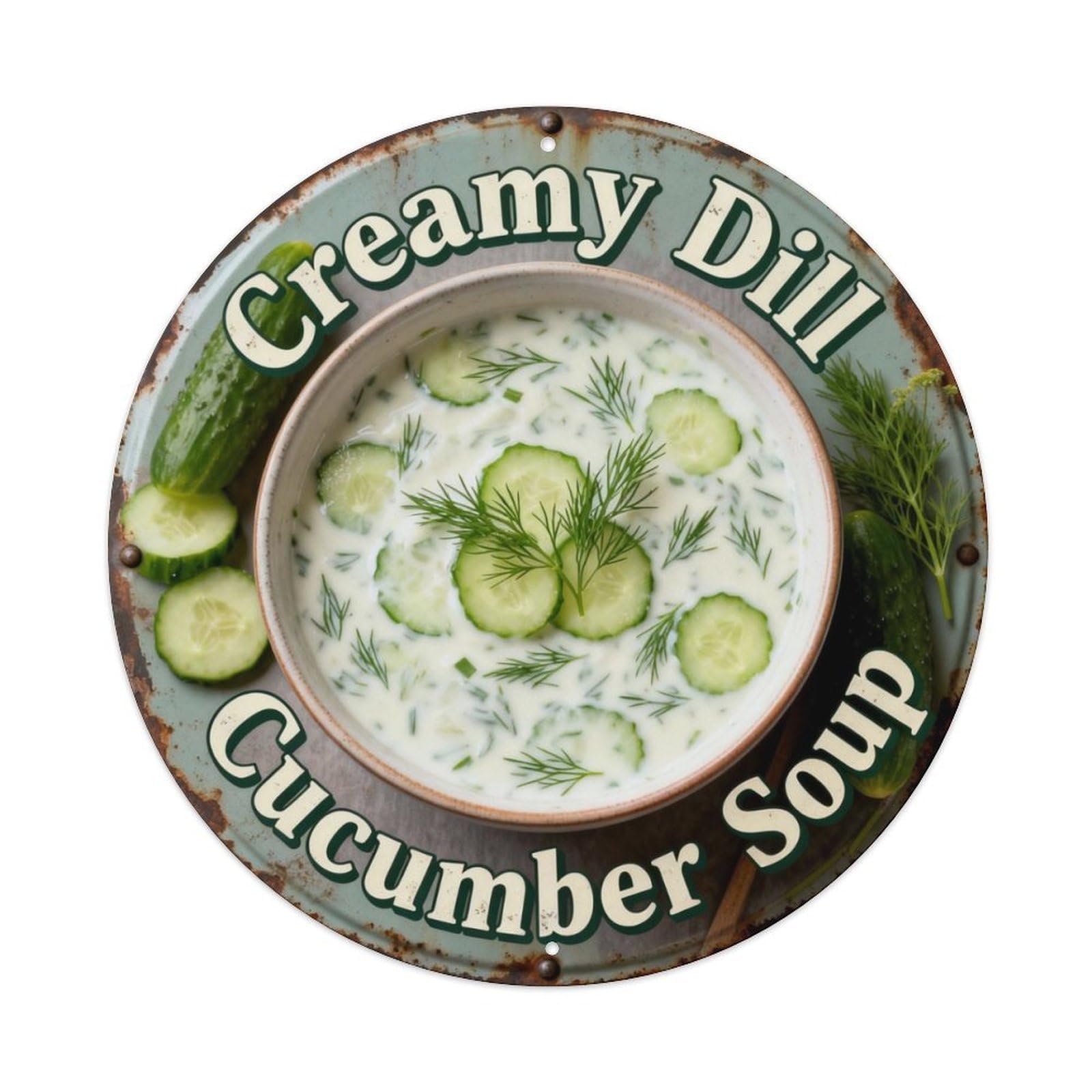 Creamy Dill Cucumber Soup - Metal Tin Sign Plaque
