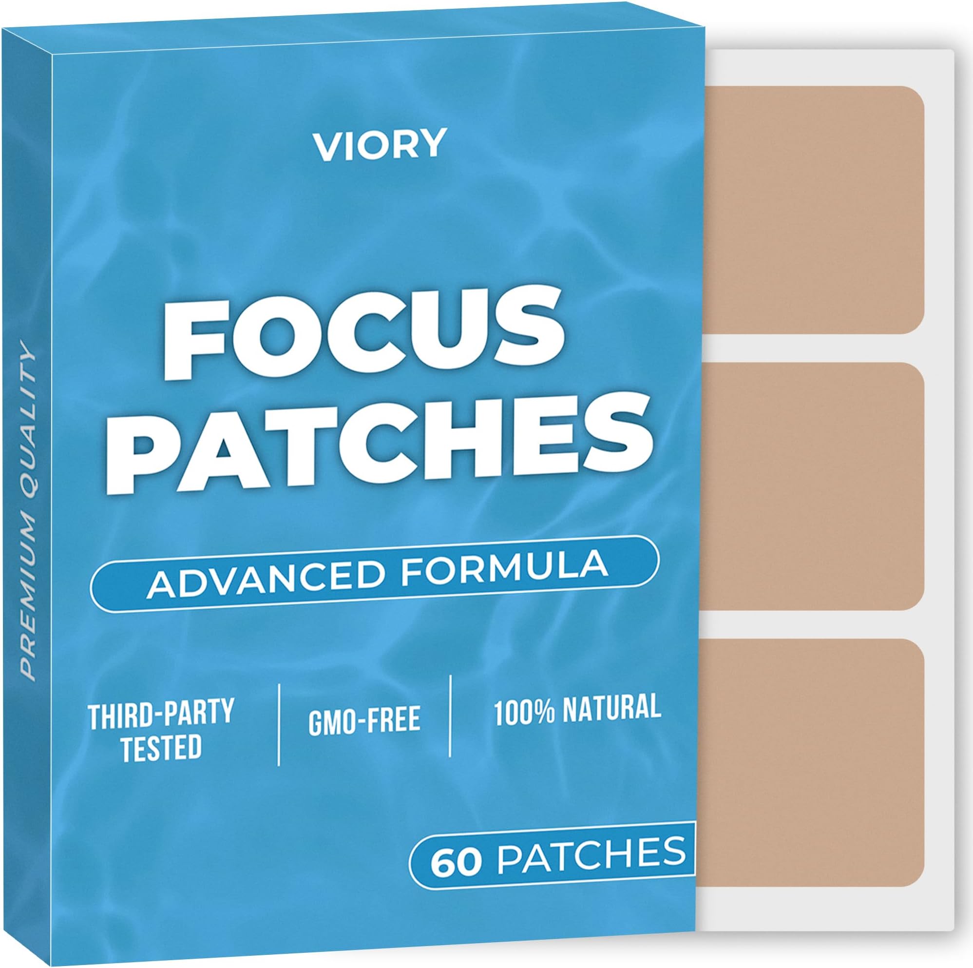 VIORY Focus Patches (Pack of 60) - 100% Natural Patch for Women and Men - With Zinc & Biotin - Energy, Focus & Body Support - Enhanced Formula