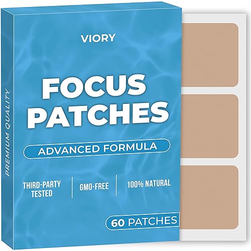 VIORY Parches de enfoque (paquete de 60) Parche 100% natural para mujeres y hombres Con zinc y biotina Energía, enfoque y apoyo corporal Fórmula