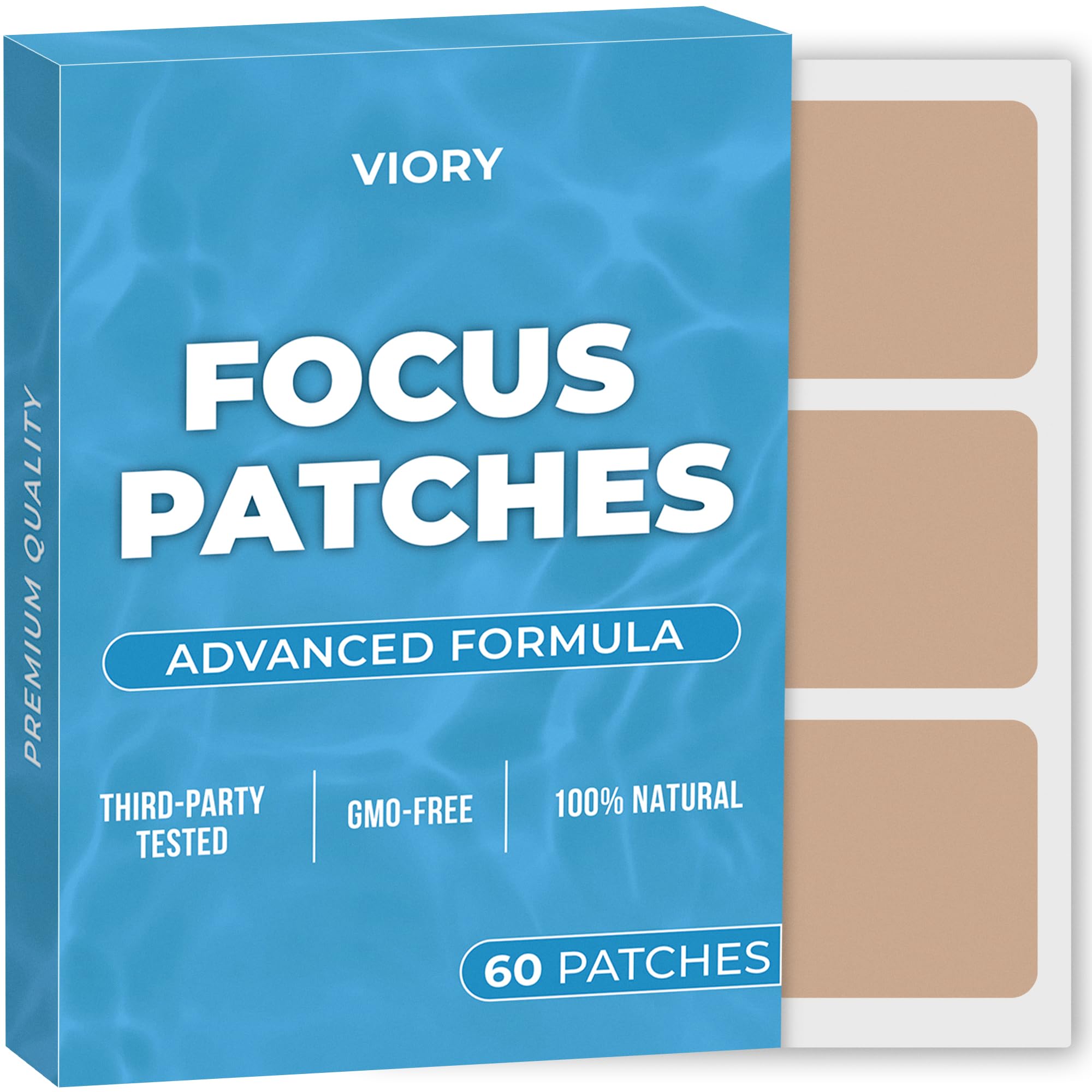 Focus Patches (Pack of 60) - 100% Natural Patch for Women and Men - With Zinc & Biotin - Energy, Focus & Body Support - Enhanced Formula
