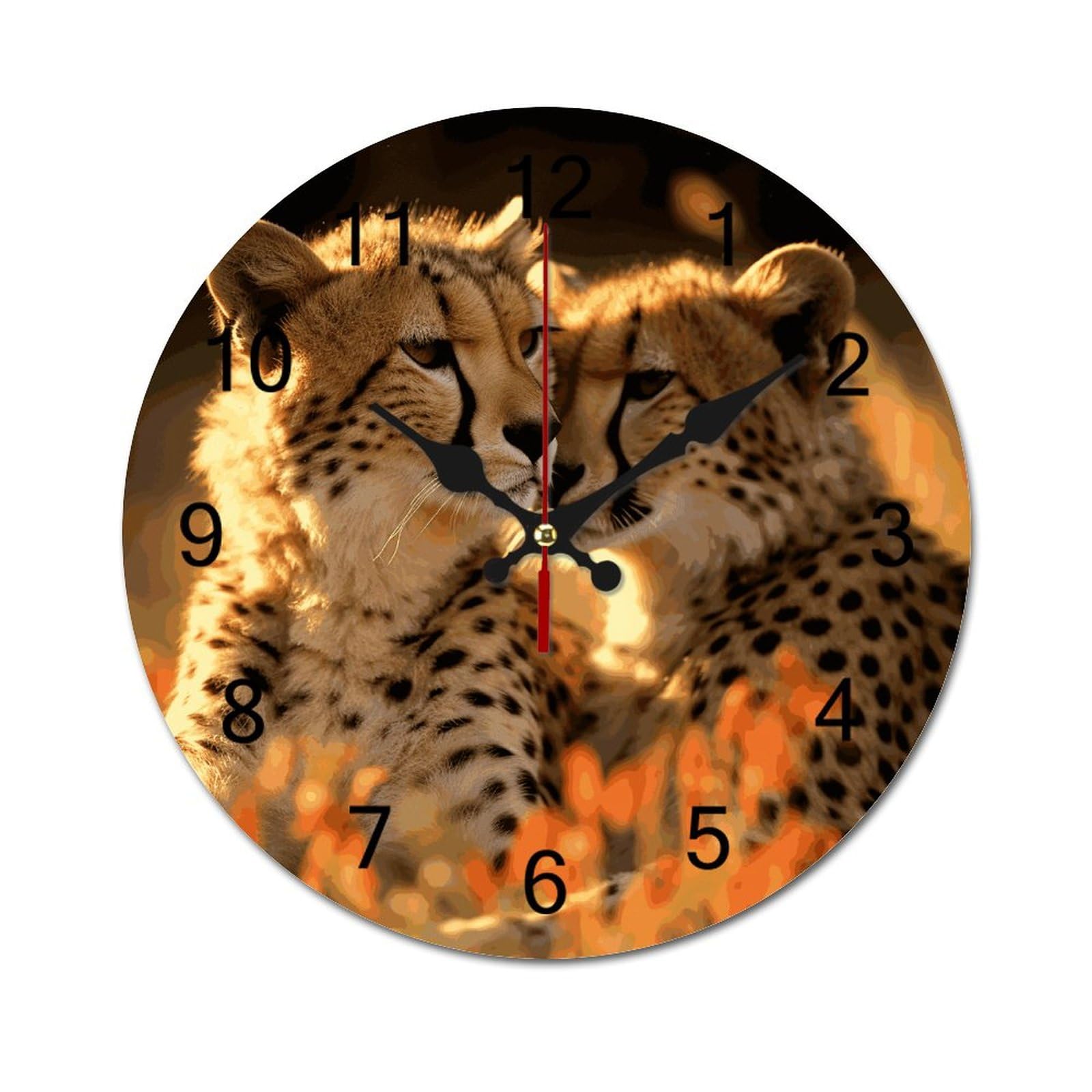 Horloge murale Guépard Love silencieuse pour éliminer les bruits