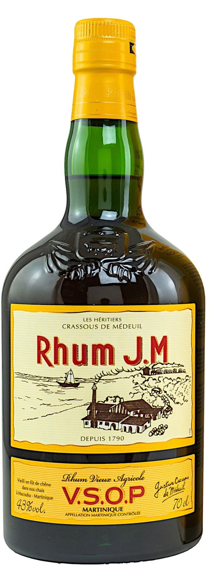 JM Rhum J.M. VSOP Vieux Agricole Rum: Aged Rhum Agricole AOC/Distilled, aged and bottled in Martinique / 43% vol, 70cl