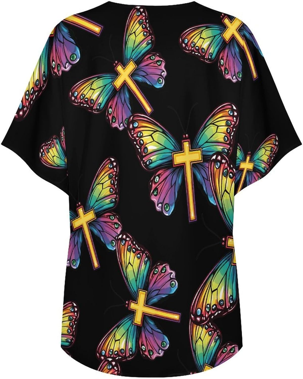 God Butterfly Women's Open Front Cardigan Short Sleeves Jacket Lightweight Sweaters Tops