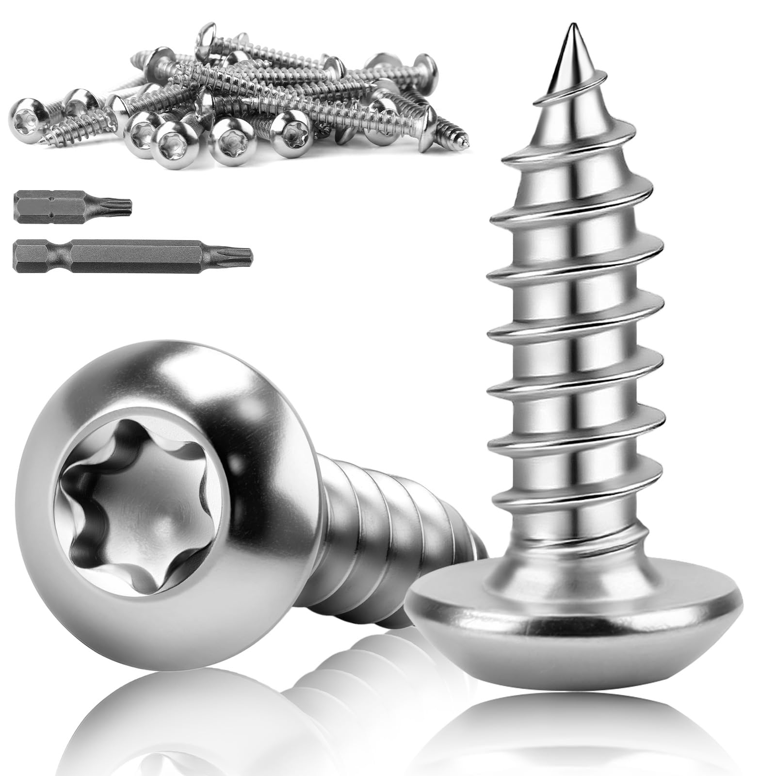 mawmuaw M3x30 mm Blechschrauben Torx 80 Stück Linsenkopfschrauben Holz | Schrauben M3, Edelstahl A2 V2A Selbstschneidend, Rundkopfschrauben ISO7380 mit Bit, Vollgewinde, Außen, KFZ, Metallmontage
