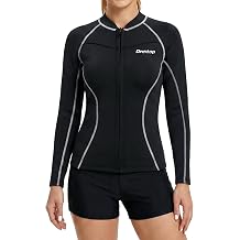 Owntop Women Wetsuit Top, 2mm Thermal Neoprene Jacket, High Stretch for Cold Water Swimming Surfing Snorkeling, Front Zip