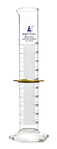 Miniatura 10 de Cilindro graduado, 1.7fl oz, ASTM, tolerancia clase A  0.0fl oz, collar protector, base hexagonal - graduaciones azules - vidrio de borosilicato 3.3