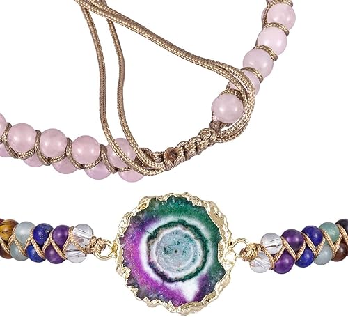 Miniatura 2 de Nupuyai Pulsera de cuentas de 7 chakras Pulsera de doble capa de cristal curativo de 0.157 in para mujeres y hombres, pulsera ajustable de macramé